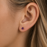Yellow Gold Triangle Cut Amethyst Flat Back Earring