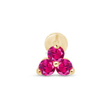 Pink Ruby Trinity Cluster Flat Back Earring