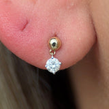 Solitaire Diamond Drop Stud Earrings in  Gold