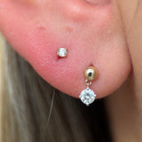 Solitaire Diamond Drop Stud Earrings in  Gold