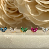 London Blue Topaz Double Marquise Flat Back Stud in Solid 14k Yellow Gold
