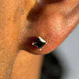 Princess Cut Flat Back Stud in Solid 14k Yellow Gold