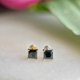 Princess Cut Flat Back Stud in Solid 14k Yellow Gold
