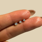 Pink Opal Flat Back Stud Earrings Milgrain Set in Solid 14k Rose Gold