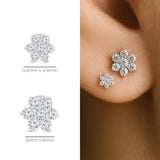 Seven Diamond Flower Flat Back Stud in Solid 14k White Gold