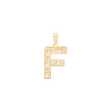 Radiant-Cut Initial Pendant in Solid 10k Yellow Gold - F