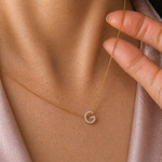 White Gold Diamond Initial Charm Necklace