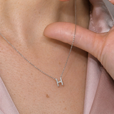 White Gold Diamond Initial Charm Necklace