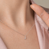 White Gold Diamond Initial Charm Necklace