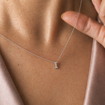 White Gold Diamond Initial Charm Necklace