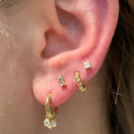 Yellow Gold Princess Cut Diamond Flat Back Earring