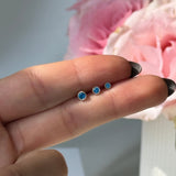 London Blue Topaz Milgrain Bezel Flat Back Stud