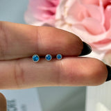 London Blue Topaz Milgrain Bezel Flat Back Stud