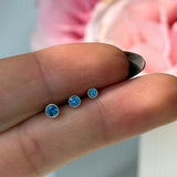 London Blue Topaz Milgrain Bezel Flat Back Stud