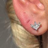 Gemstone Marquise Lotus Flat Back Stud in Solid 14k Rose Gold
