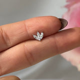 Engraved Lotus Marquise Cubic Zirconia Flat Back Stud