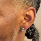 Wide Huggie Hoop Earring in Solid 14k White Gold