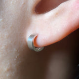 Wide Huggie Hoop Earring in Solid 14k White Gold