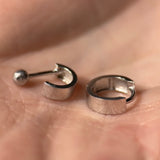 Wide Huggie Hoop Earring in Solid 14k White Gold