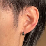 Wide Huggie Hoop Earring in Solid 14k White Gold