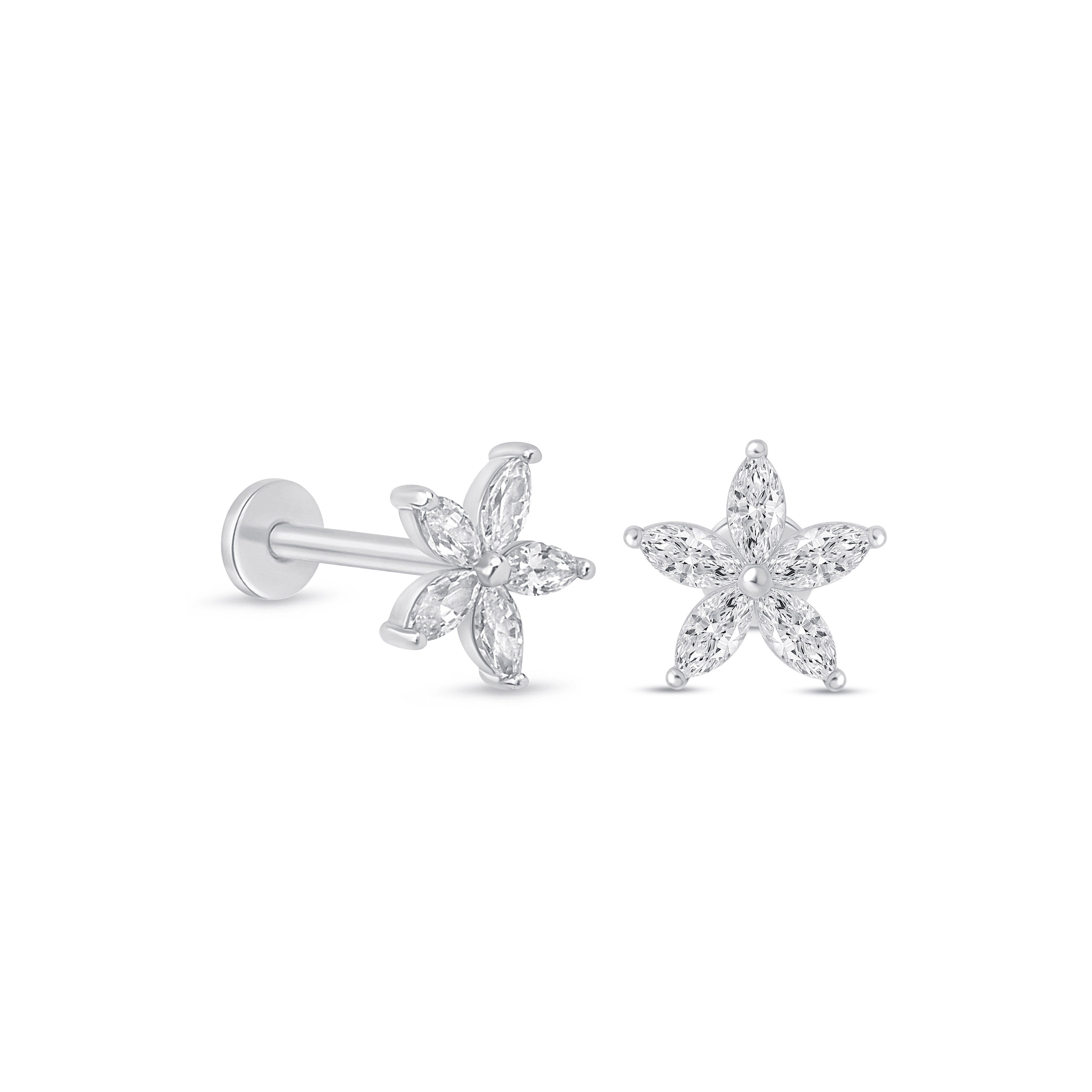 Marquise Flower Flat Back Earring