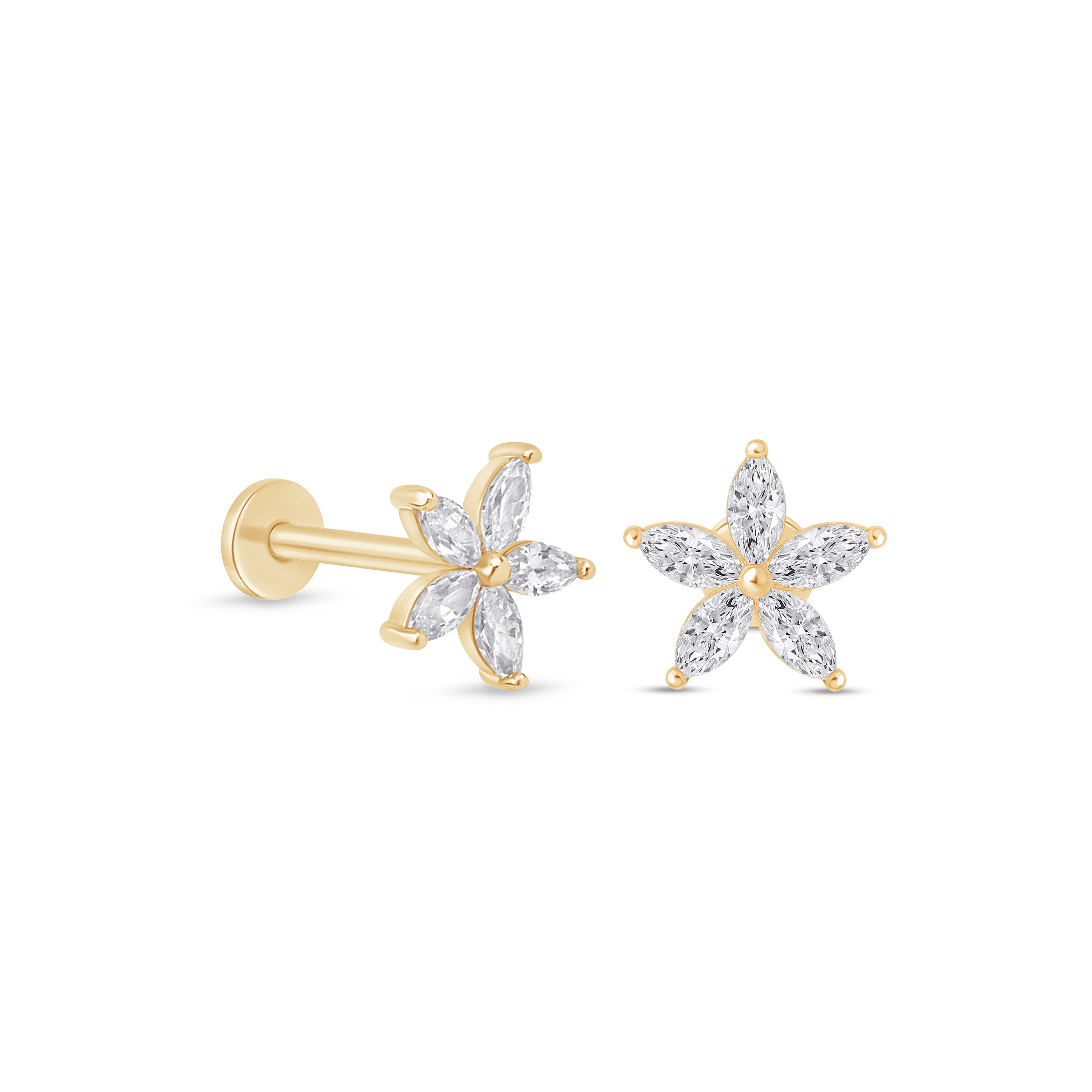 Marquise Flower Flat Back Earring