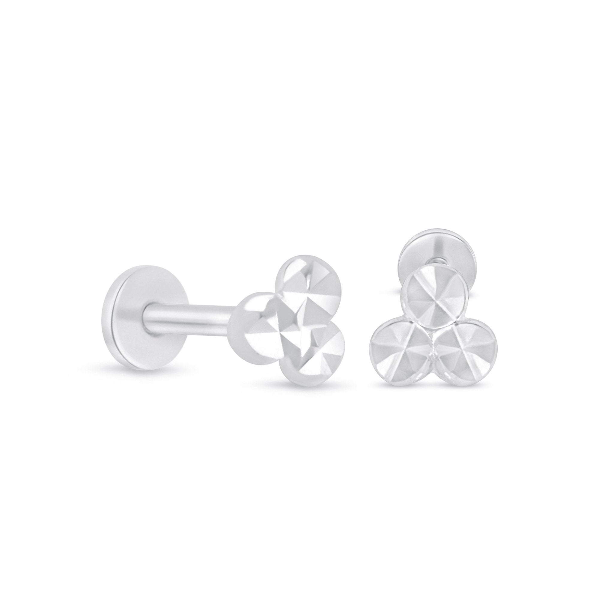 Trinity Diamond-Cut Flat Back Earring