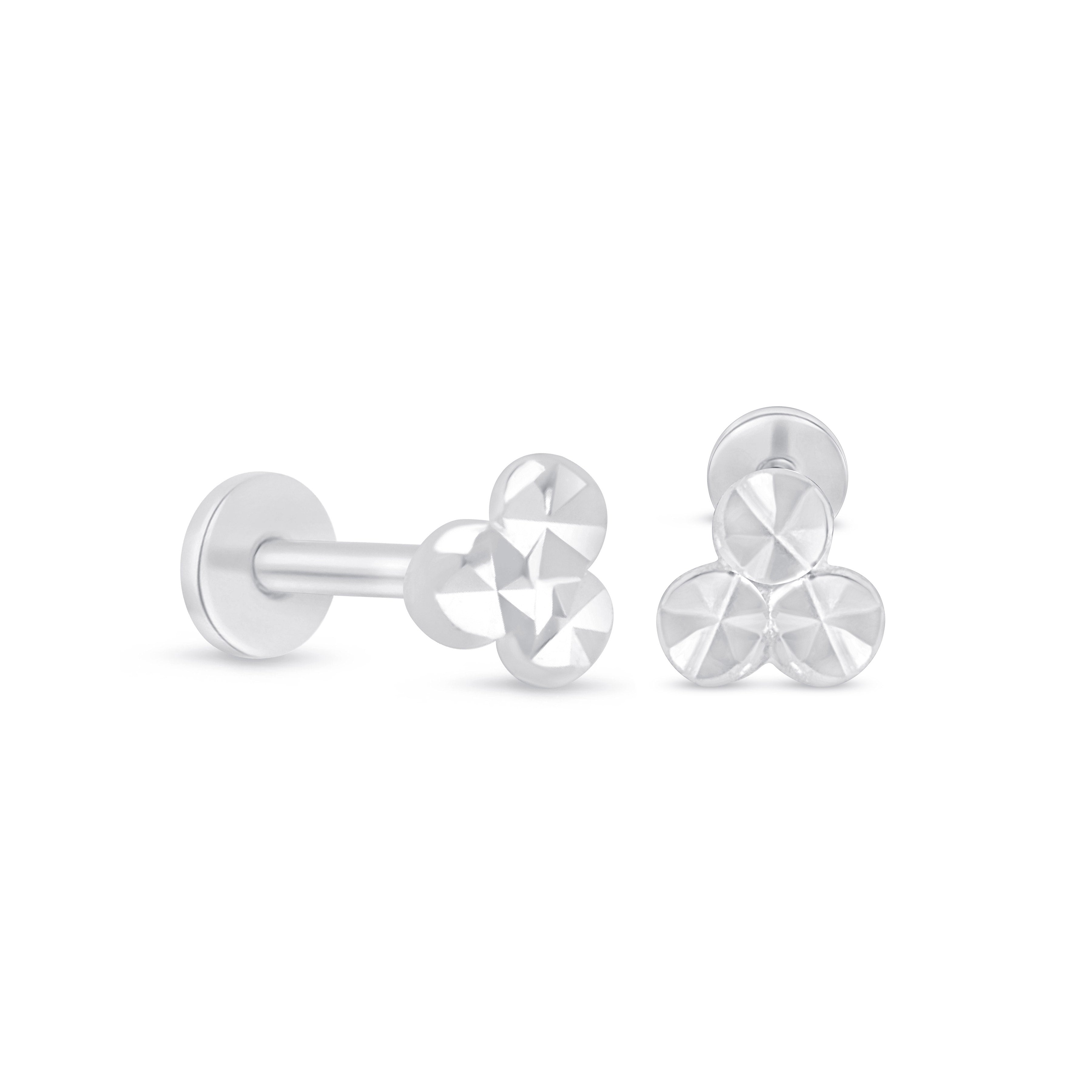 Trinity Diamond-Cut Flat Back Earring