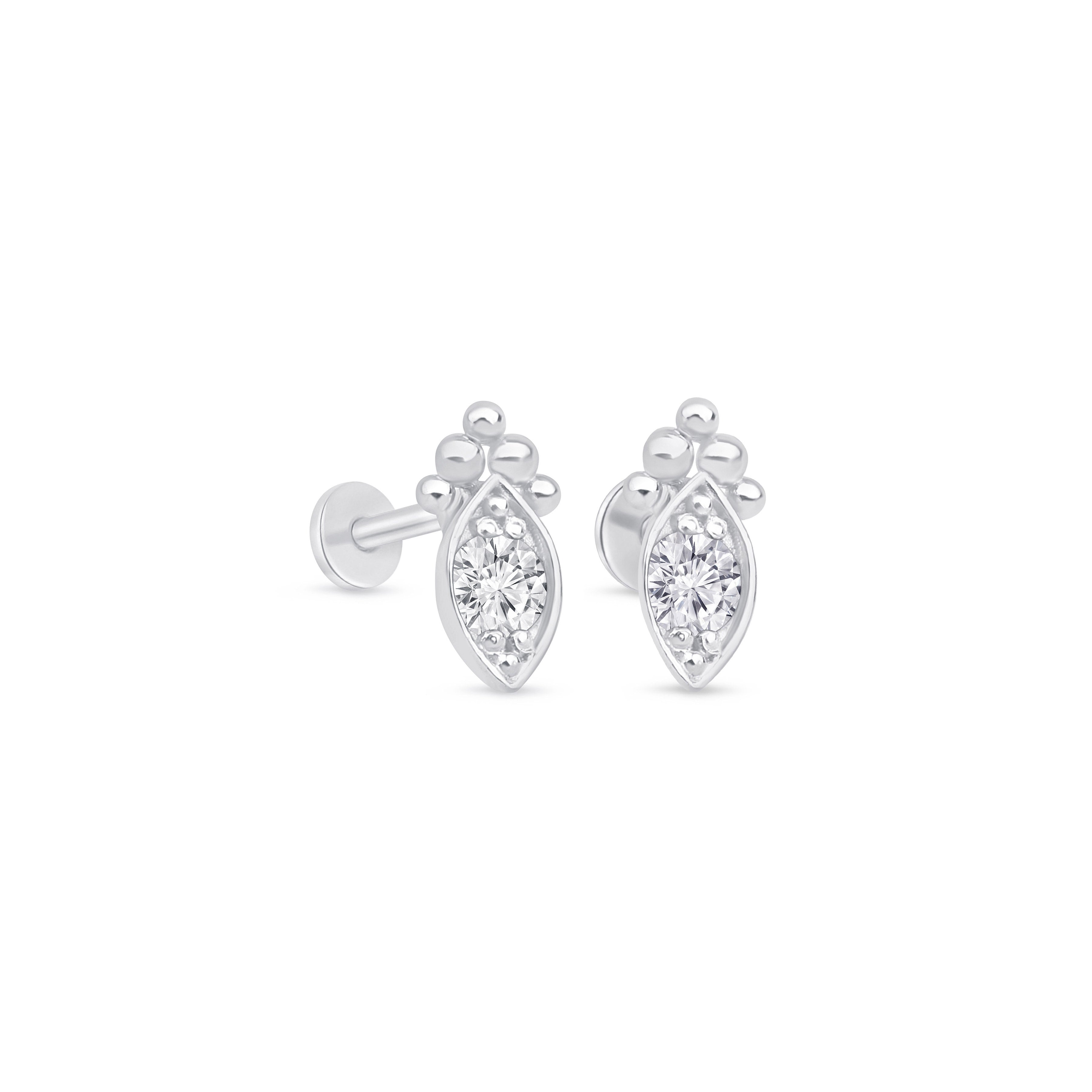 Marquise Shape Gold Flat Back Earring