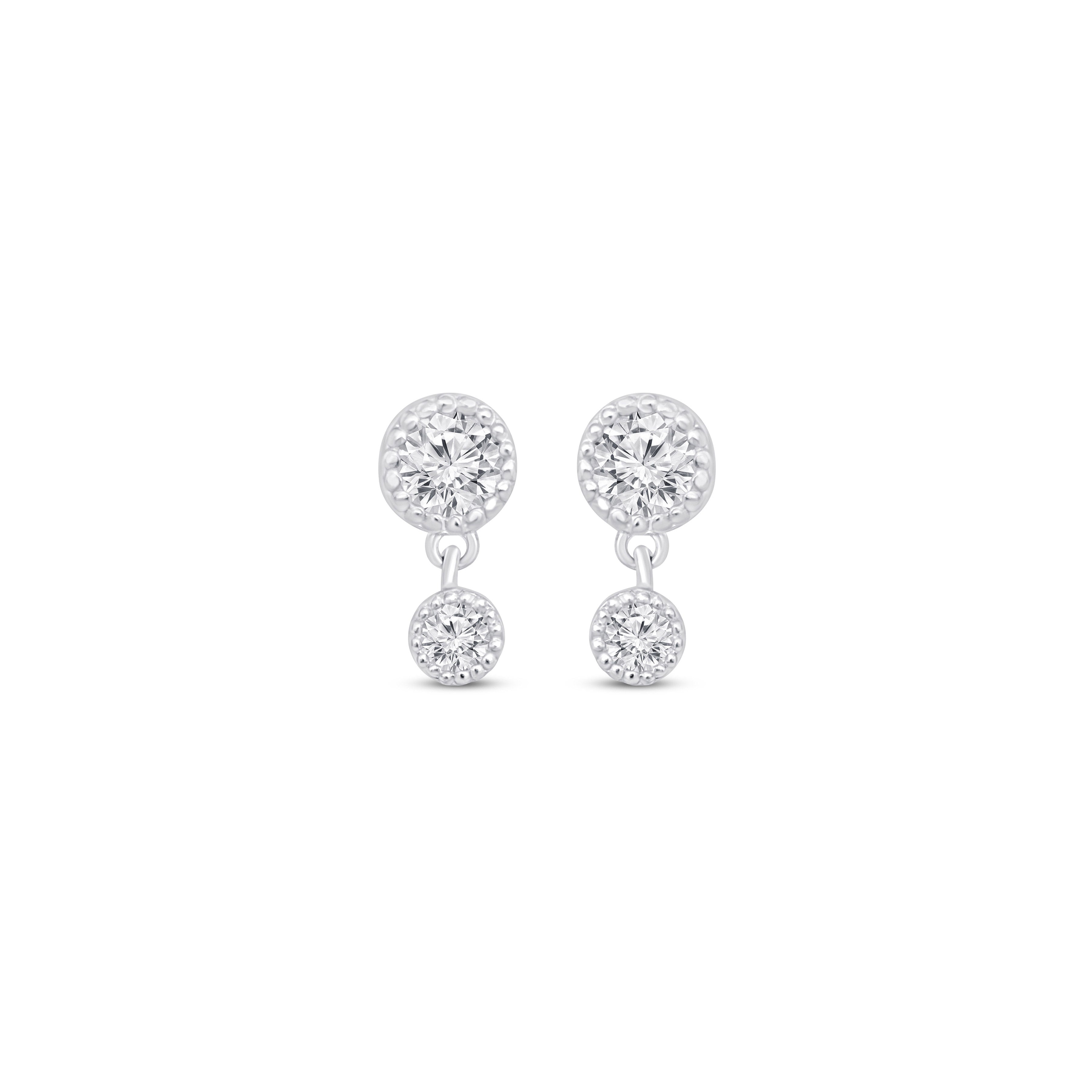 Double Diamond Drop Flat Back Stud