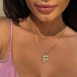 Radiant-Cut Initial Pendant in Solid 10k Yellow Gold - F