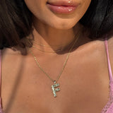Radiant-Cut Initial Pendant in Solid 10k Yellow Gold - F