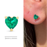 Emerald Heart Flat Back Stud