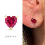 Ruby Heart Flat Back Stud