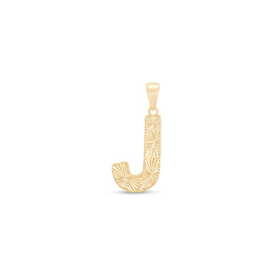 Radiant-Cut Initial Pendant in Solid 10k Yellow Gold - J