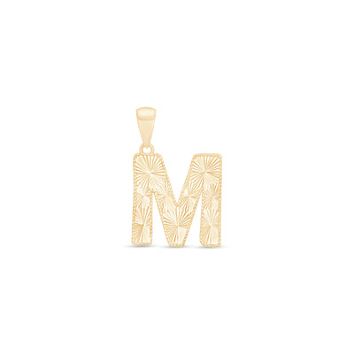 Radiant-Cut Initial Pendant in Solid 10k Yellow Gold - M