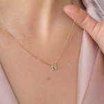 Yellow Gold Diamond Initial Charm Necklace