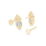 Marquise Shape Gold Flat Back Earring