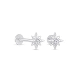 Tiny Starburst 14k Gold Flat Back Earring