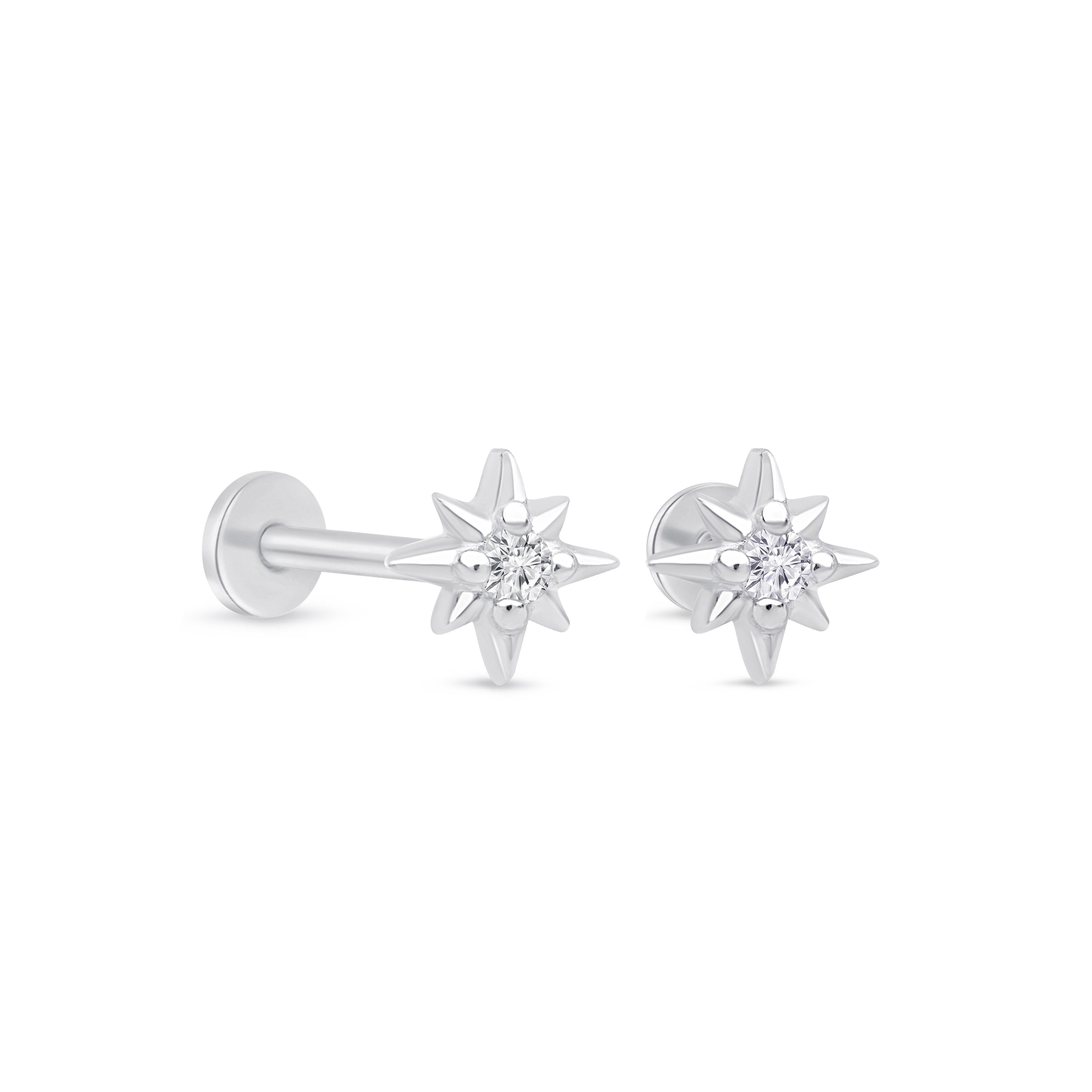 Tiny Starburst 14k Gold Flat Back Earring