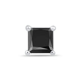 Black Onyx Princess Cut Flat Back Stud in Solid 14k White Gold