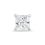 Gemstone Princess Cut Flat Back Stud in Solid 14k White Gold