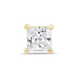 Cubic Zirconia Princess Cut Flat Back Stud in Solid 14k Yellow Gold