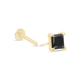 Princess Cut Flat Back Stud in Solid 14k Yellow Gold