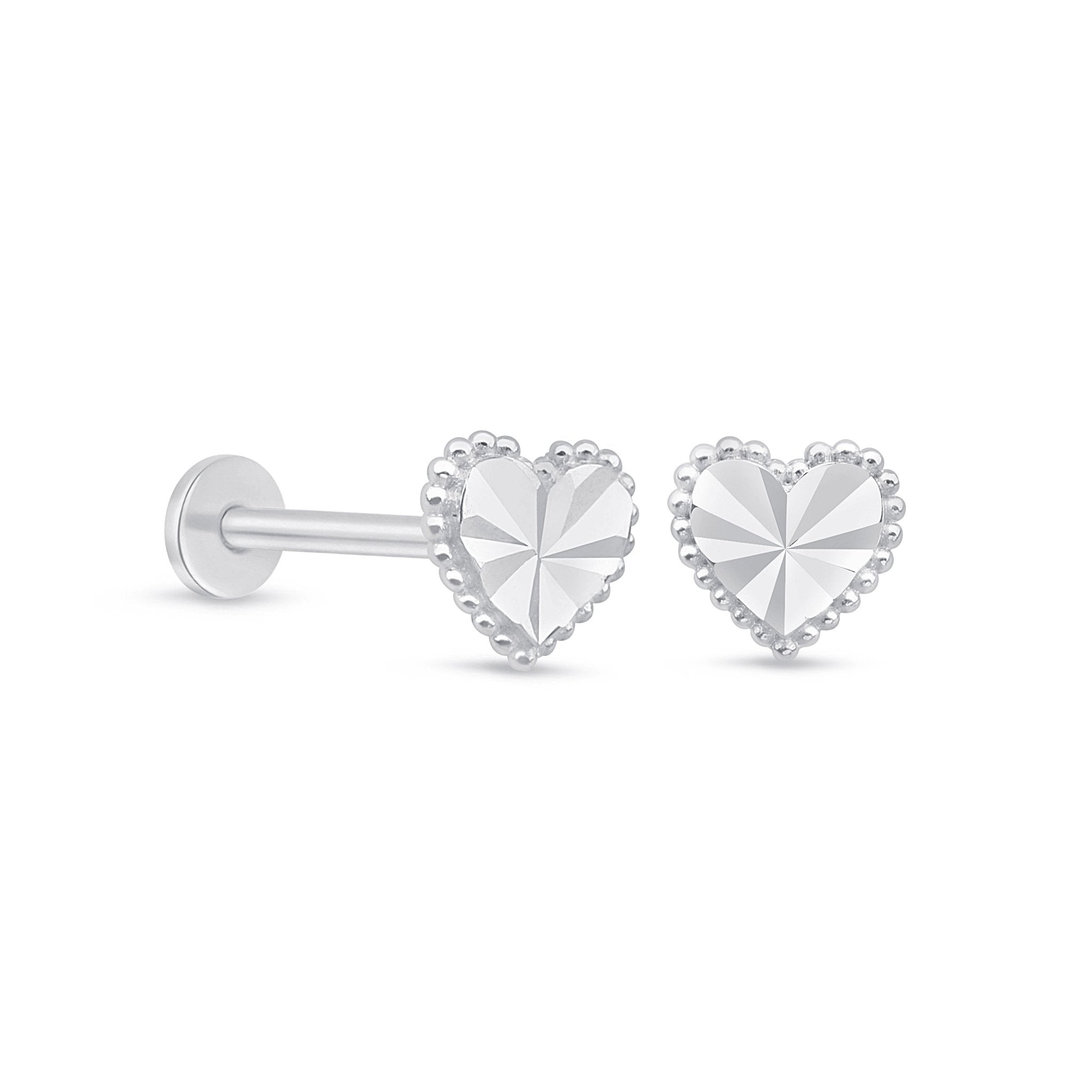 Beaded Heart Flat Back Earring