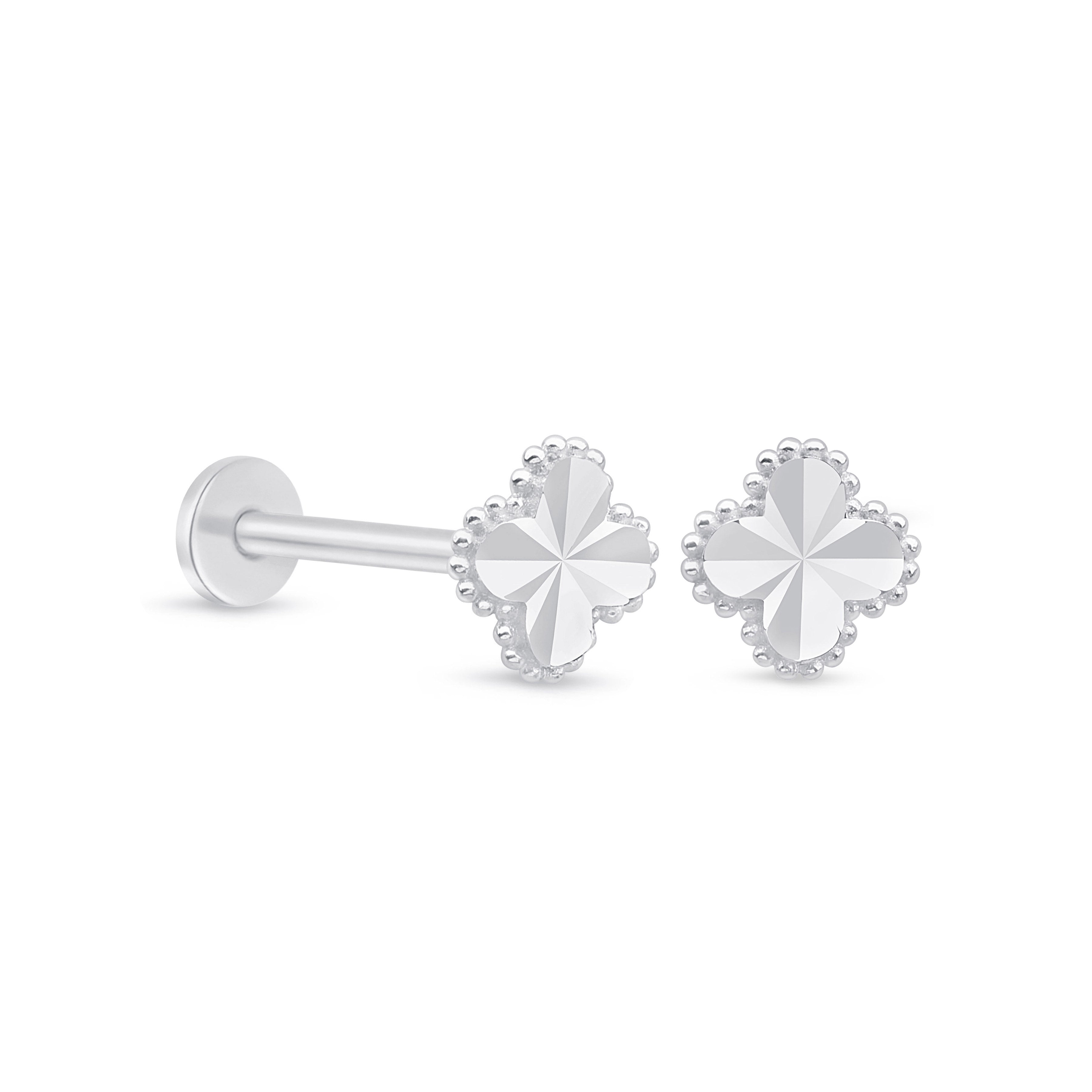 Beaded Clover Flat Back Earring