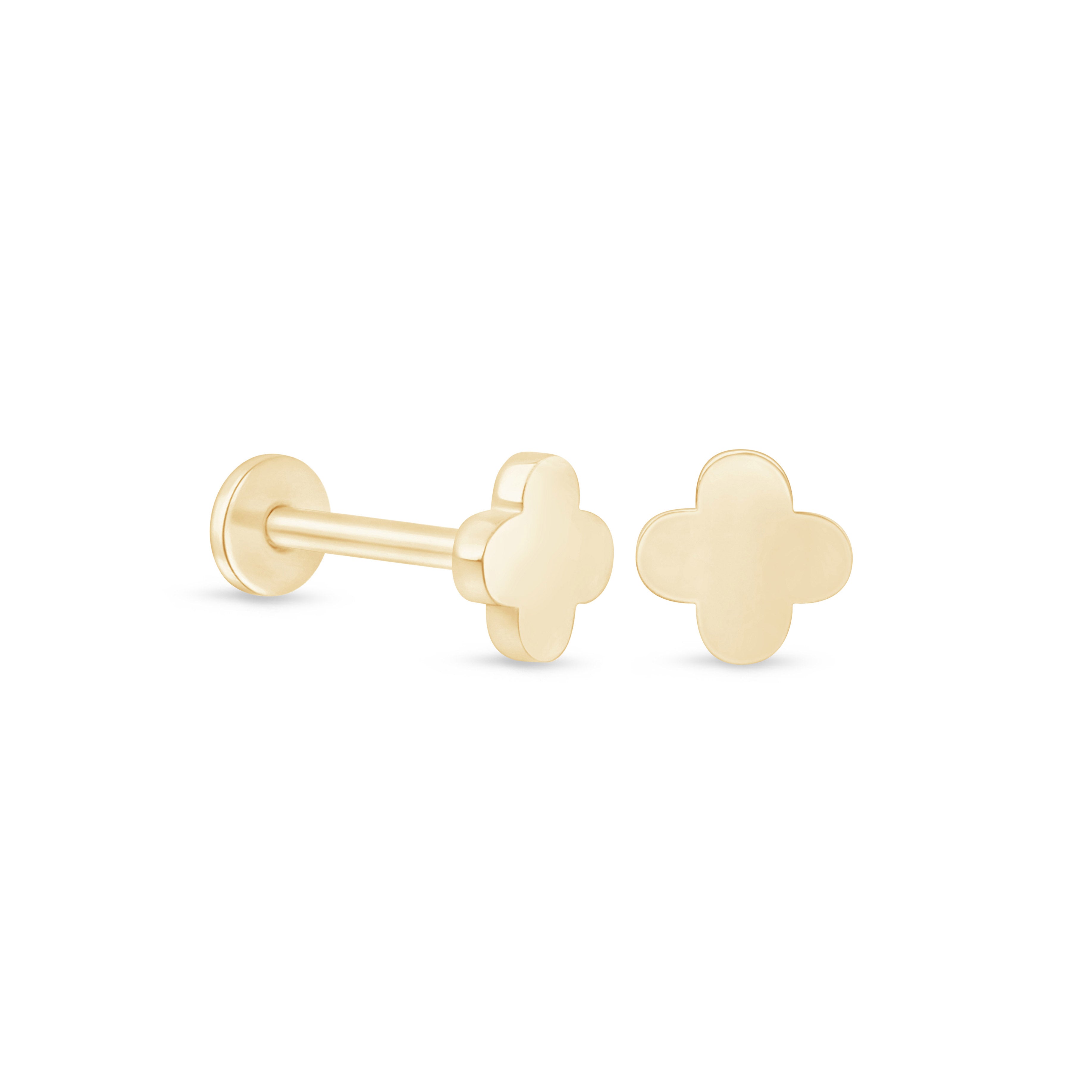 Gold Clover Flat Back Earring