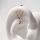 Bezel Set Drape Threaded Flat Back Stud in Solid 14k Yellow Gold