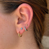 Turquoise Flat Back Stud Milgrain Set in Solid 14k Yellow Gold