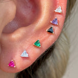 Triangle Cut Emerald Flat Back Stud